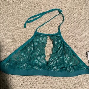 NWT Teal Lace Halter Bralette XL